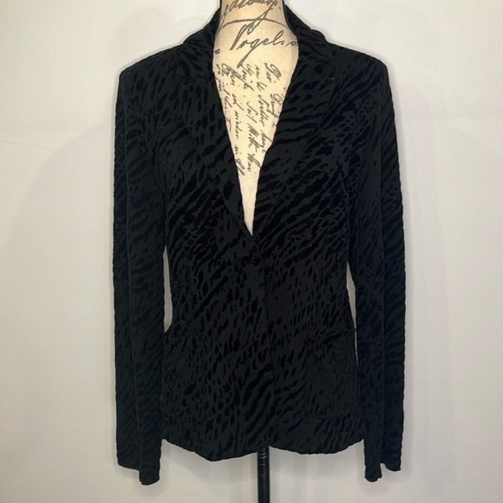 Majestic Filatures Soft Touch burnout blazer jacket one button L